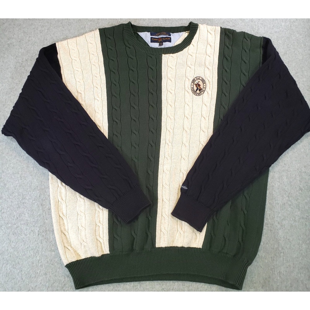 Vintage Tommy Hilfiger Sweater 1999 US Open Pinehurst No 2 Color Block Mens XXL